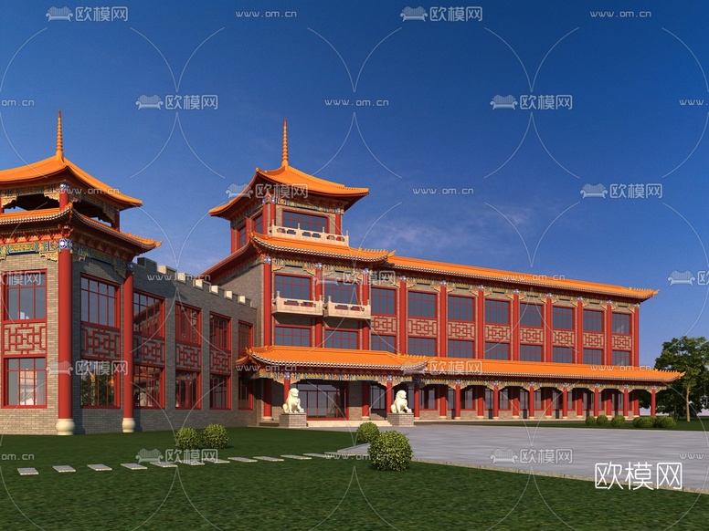 中式古建宫殿3d模型下载(渲染图2)