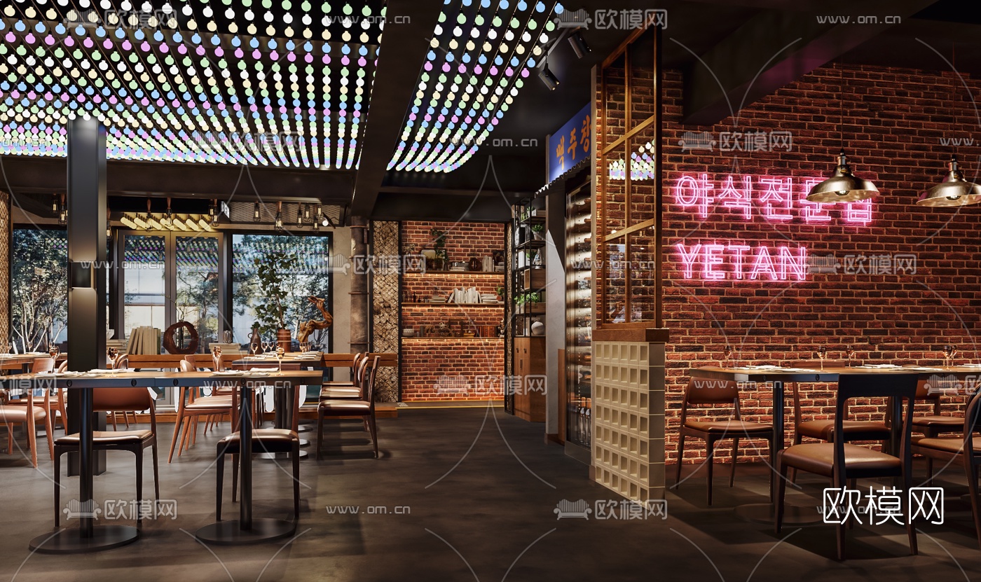 工业风烧烤店3d模型