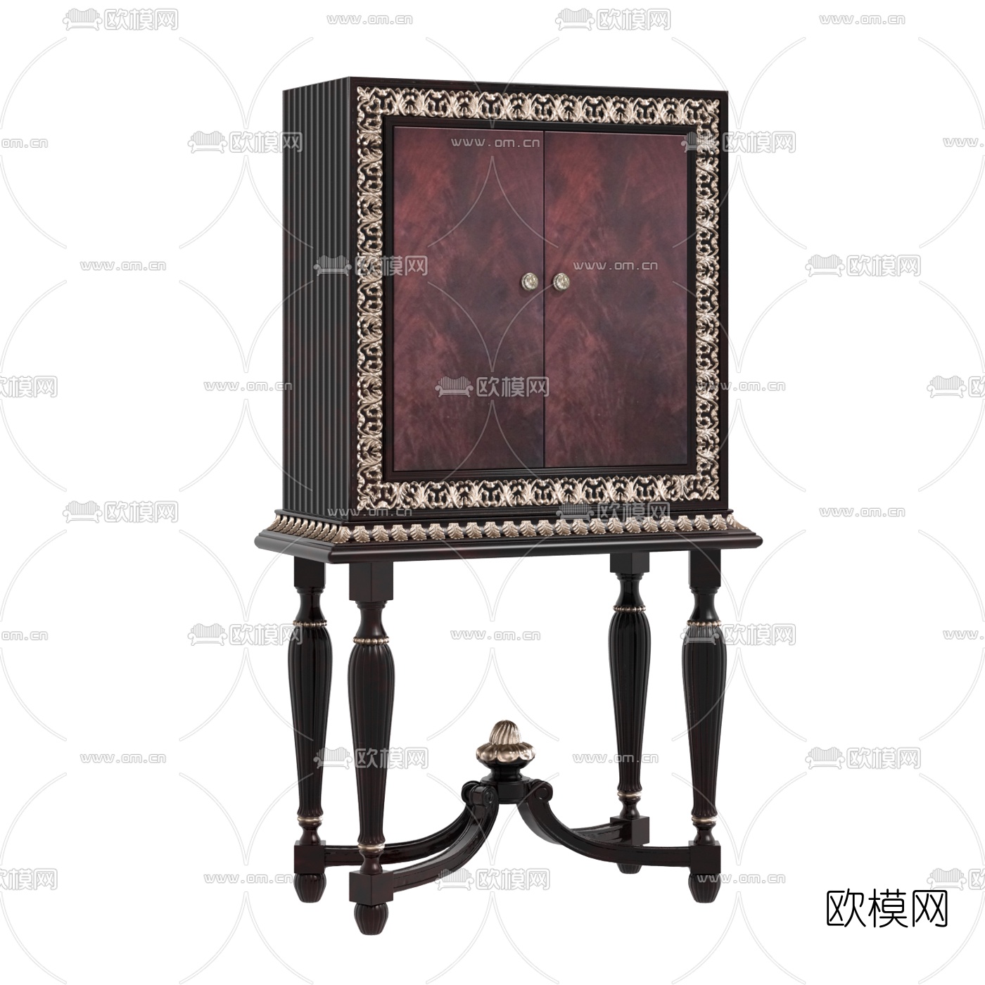 欧式实木装饰柜3D模型下载