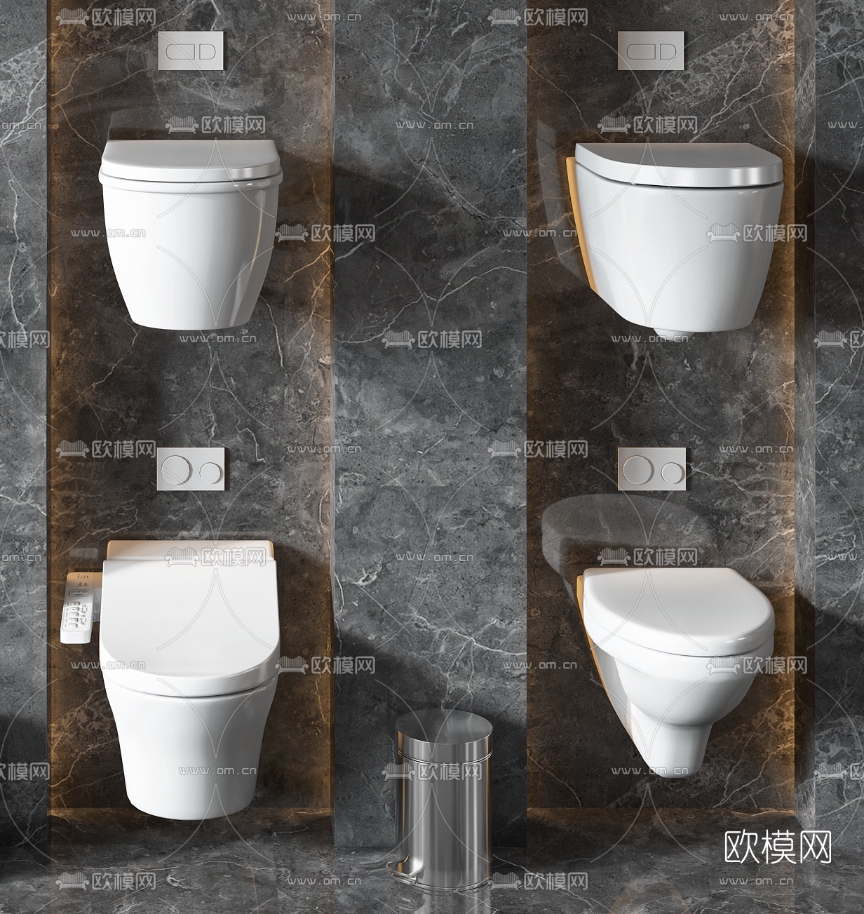 现代马桶坐便器3d模型