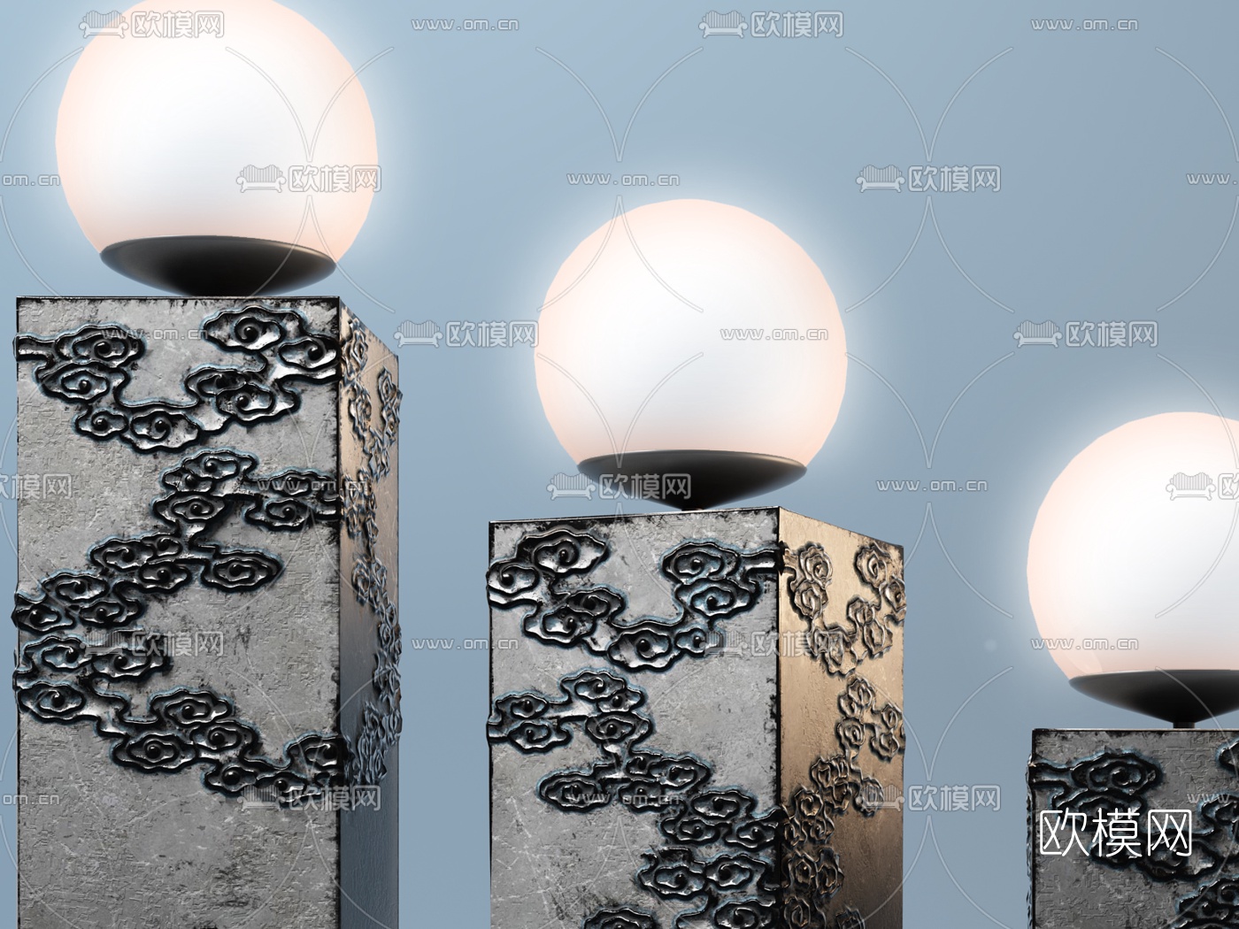 中式户外灯3d模型下载（渲染图2）