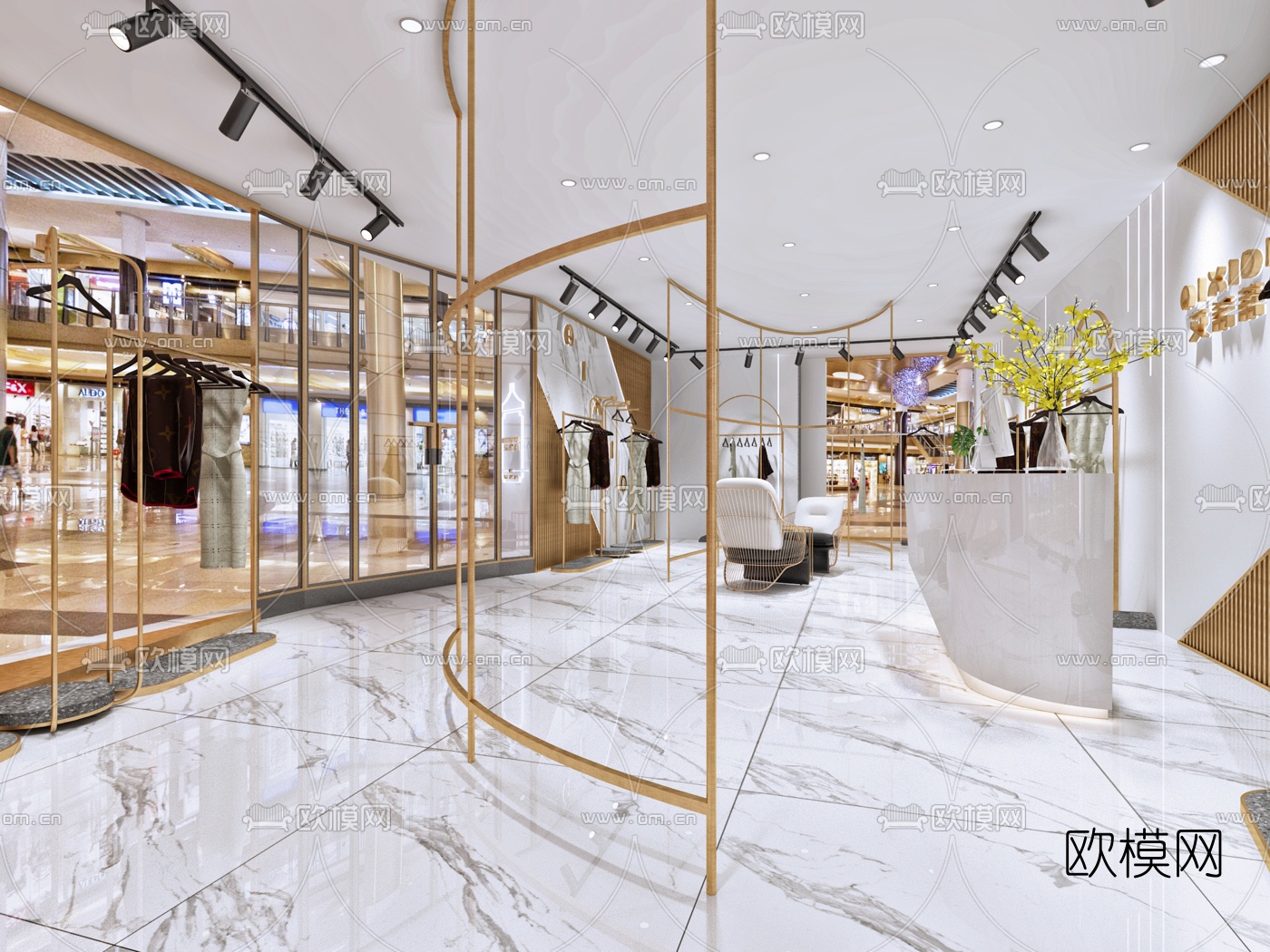 现代轻奢服装店3d模型