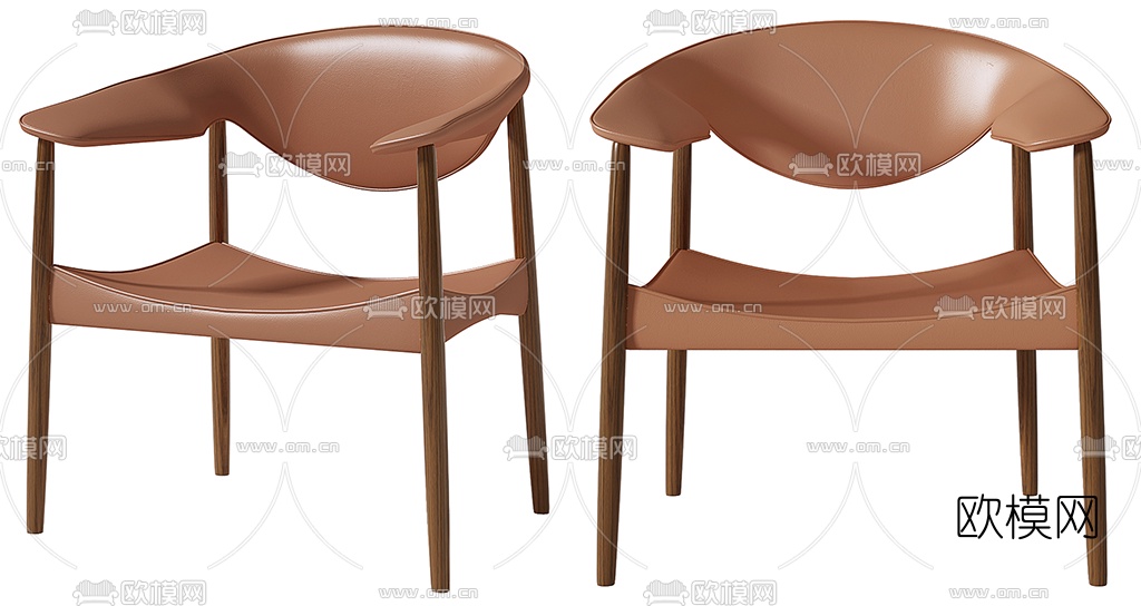 丹麦CARL HANSEN&SON品牌 北欧皮革原木单椅3d模型下载（渲染图1）