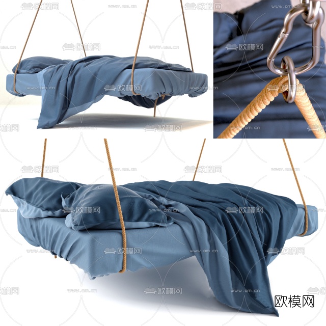 现代单人吊床3D模型