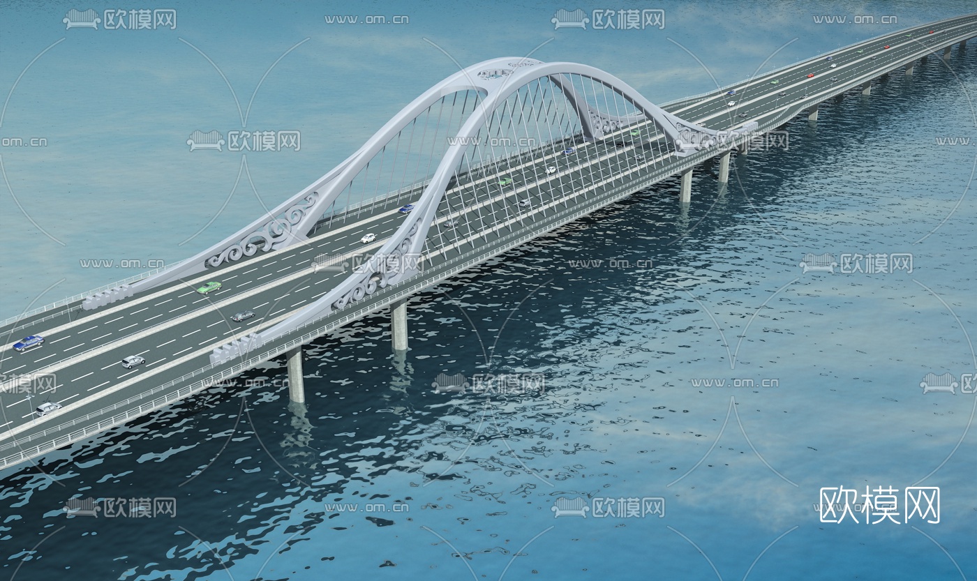现代跨海大桥3d模型下载