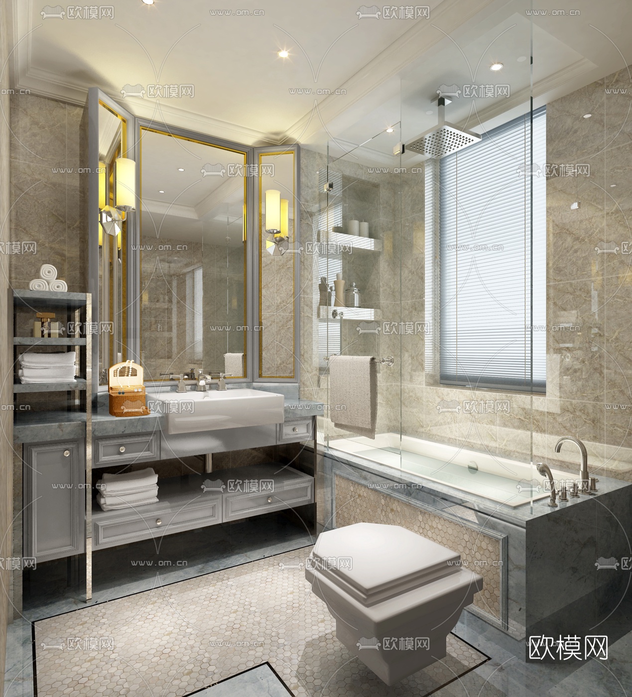 简欧卫生间3D模型-免费3dmax模型库-欧模网