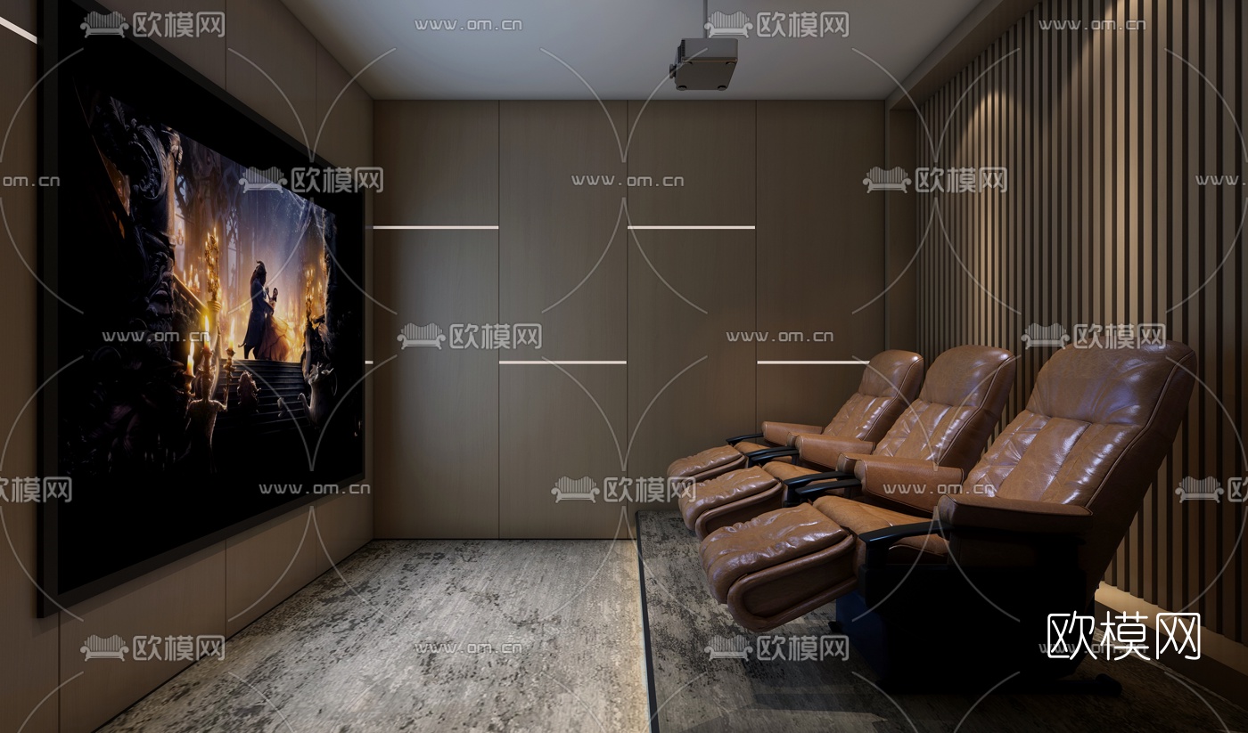 现代家庭影音室免费3d模型下载_ID10002440_3dmax免费模型-欧模网