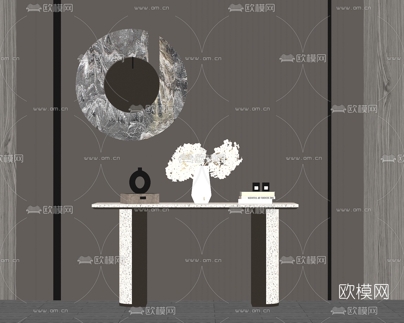 现代轻奢端景条案su模型下载（渲染图2）