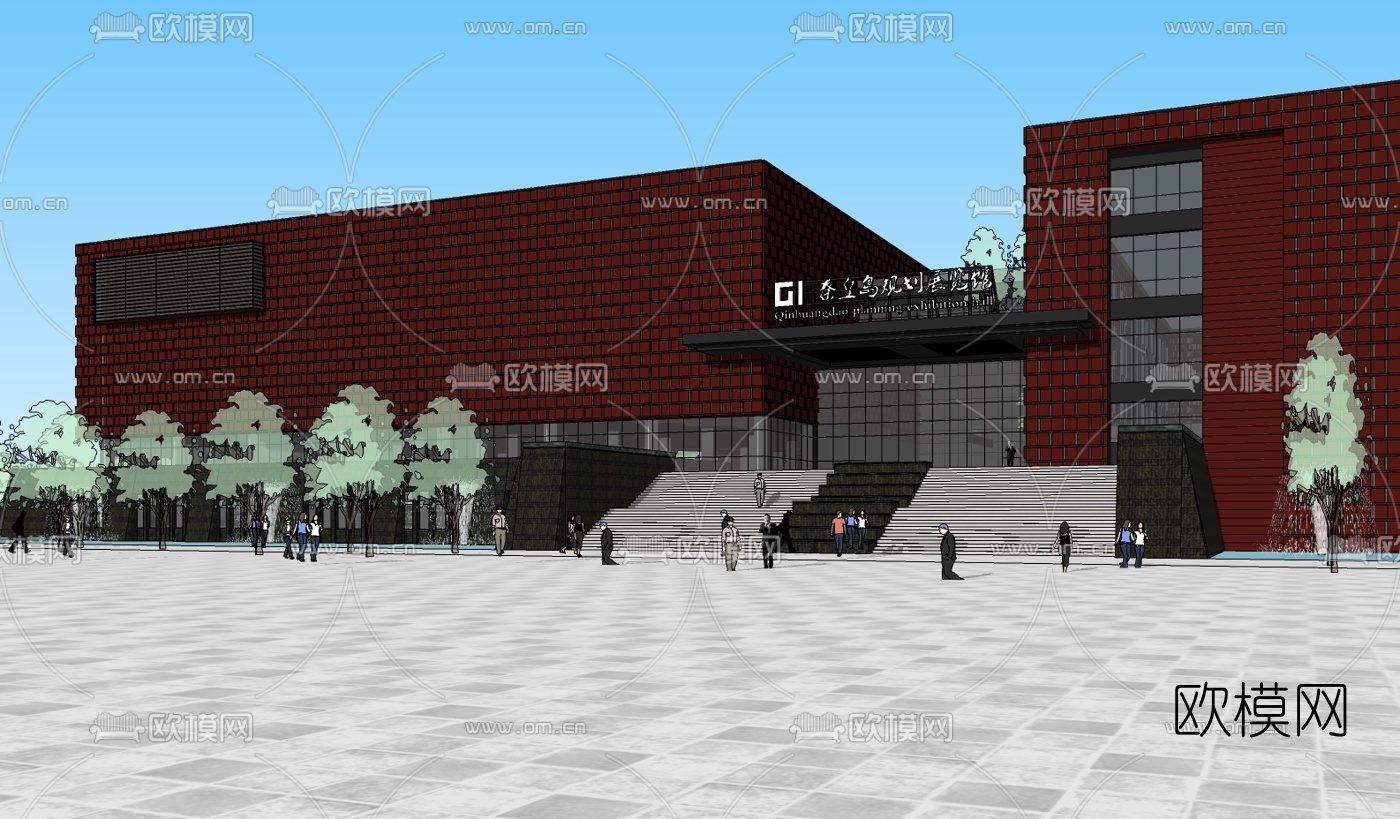 现代博物馆su模型下载（渲染图1）