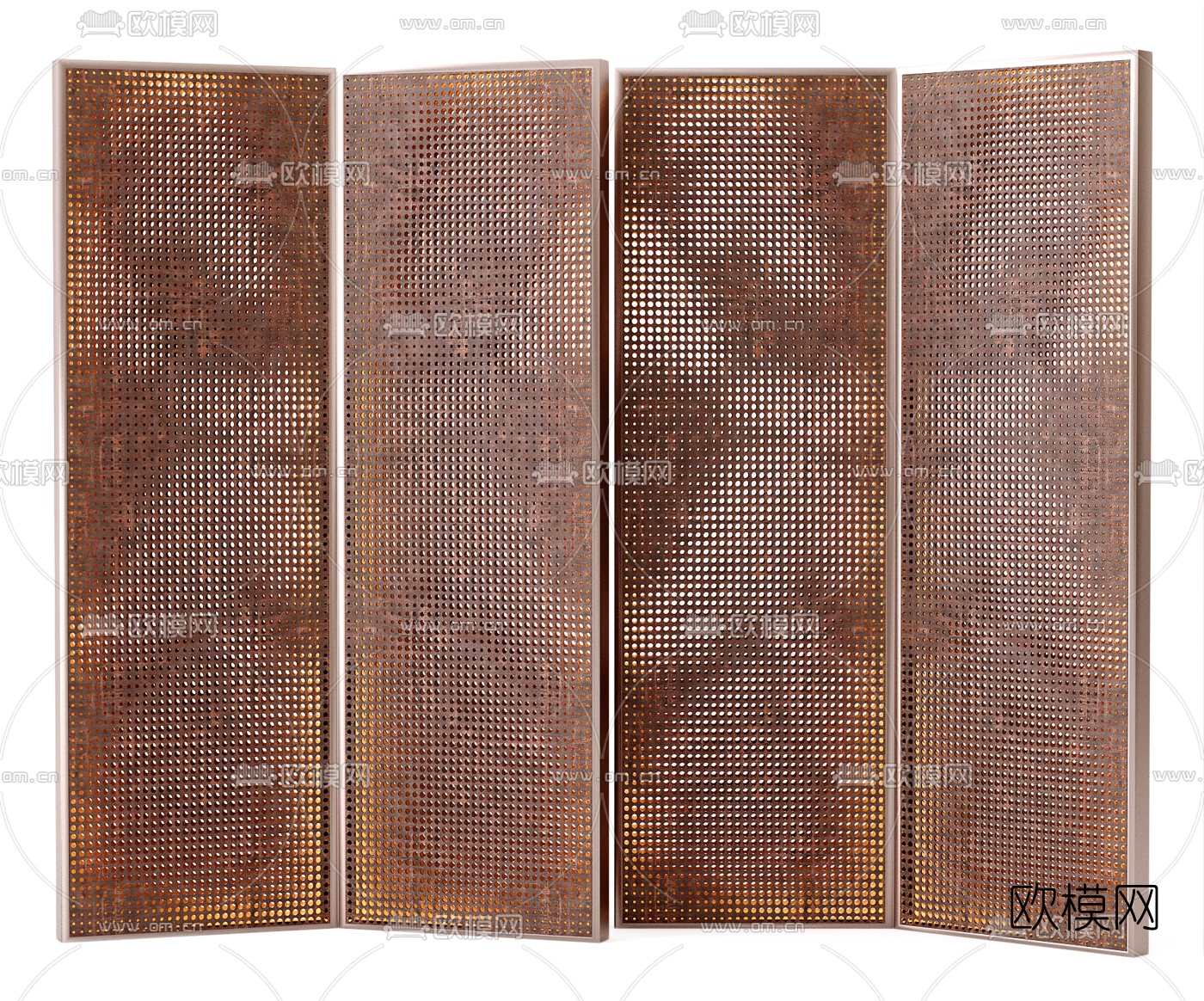 现代轻奢网格屏风3d模型下载