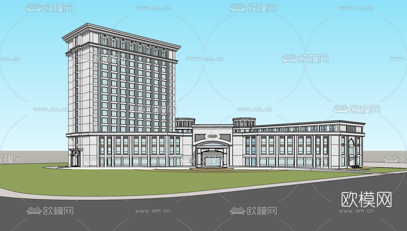 欧式办公楼su模型下载（渲染图1）