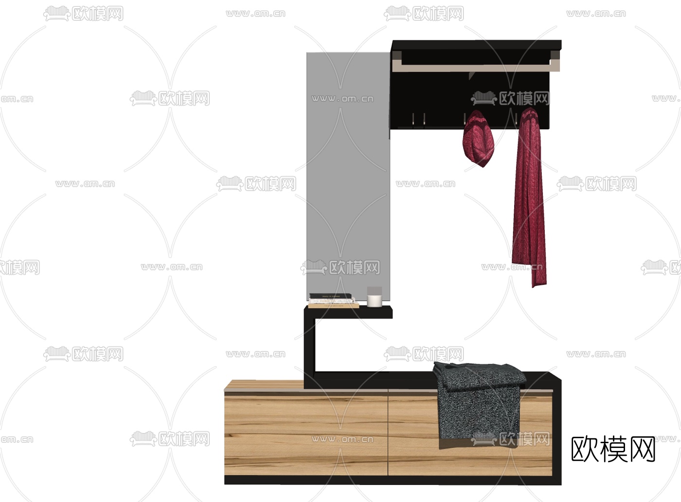 后现代实木鞋柜su模型下载