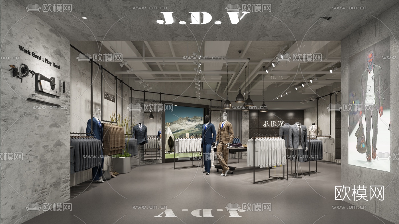 工业风男装店3d模型