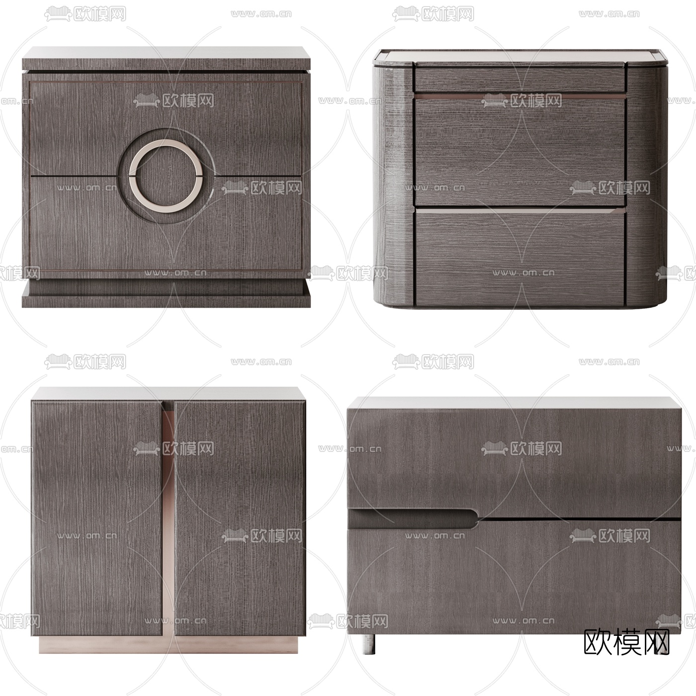 中式实木床头柜组合3d模型下载