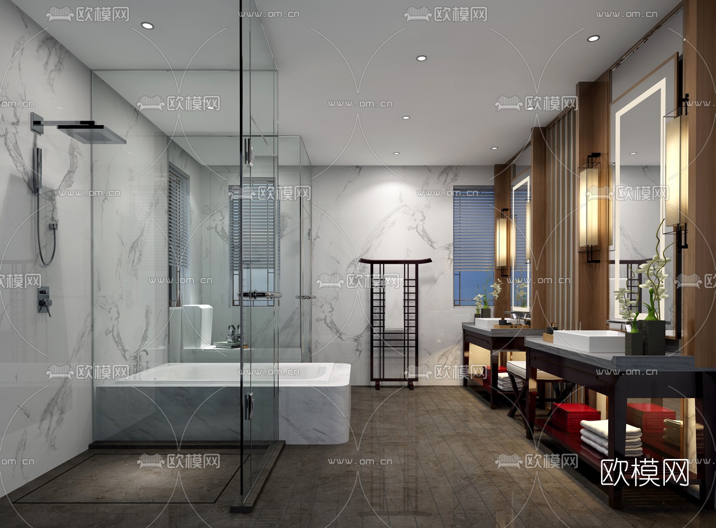 现代浴室卫生间3D模型-免费3dmax模型库-欧模网
