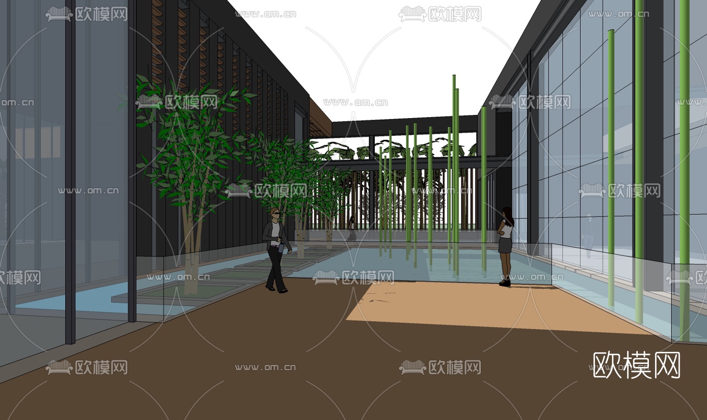 新中式休闲会所su模型