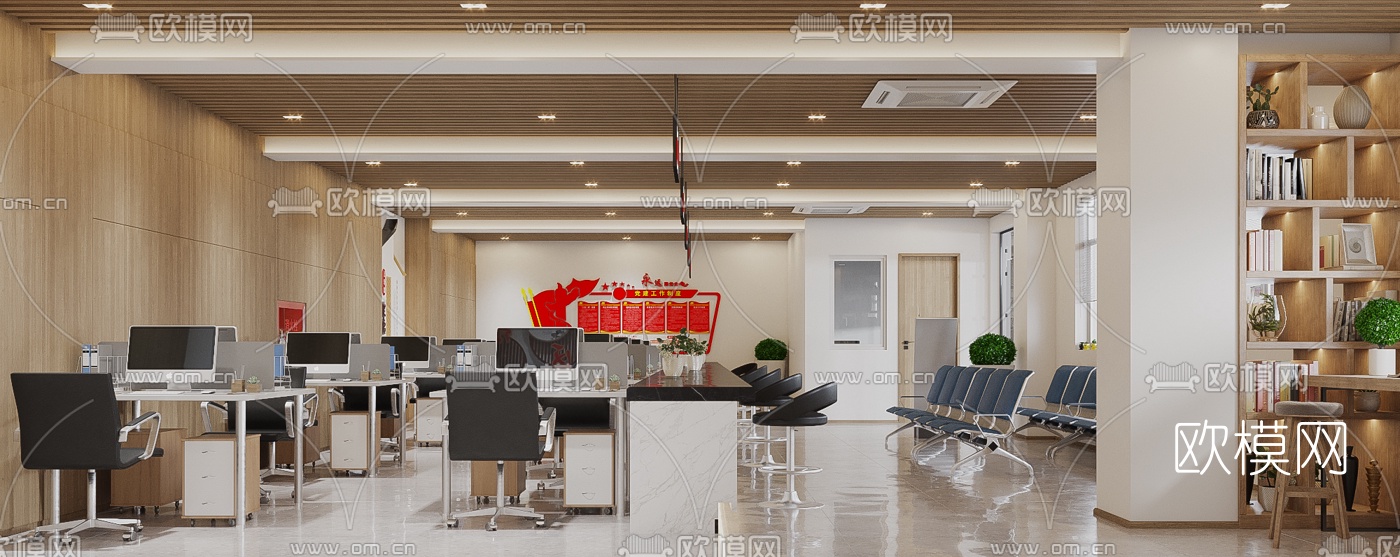 现代行政大厅3d模型下载（渲染图3）