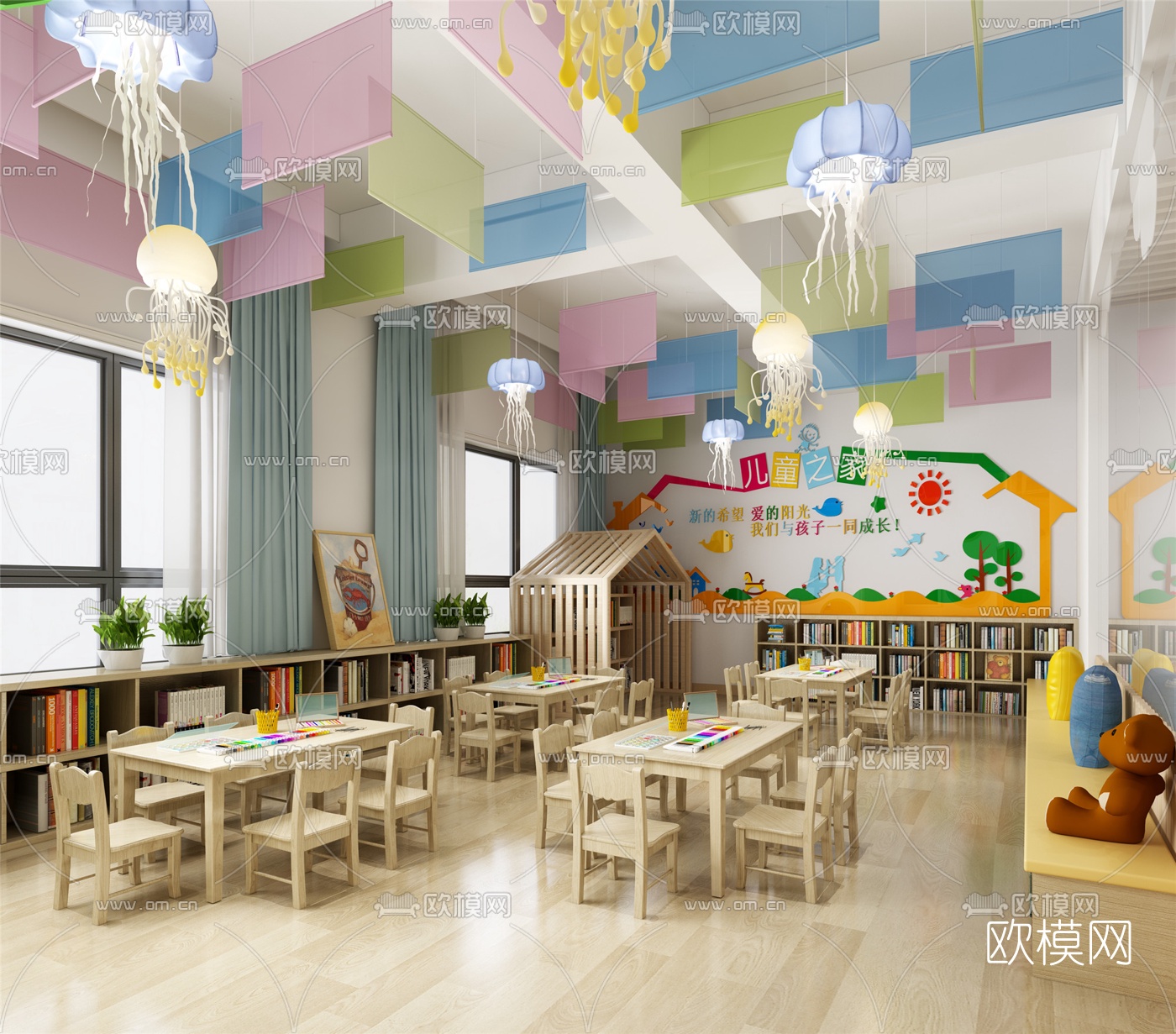 现代幼儿园3d模型