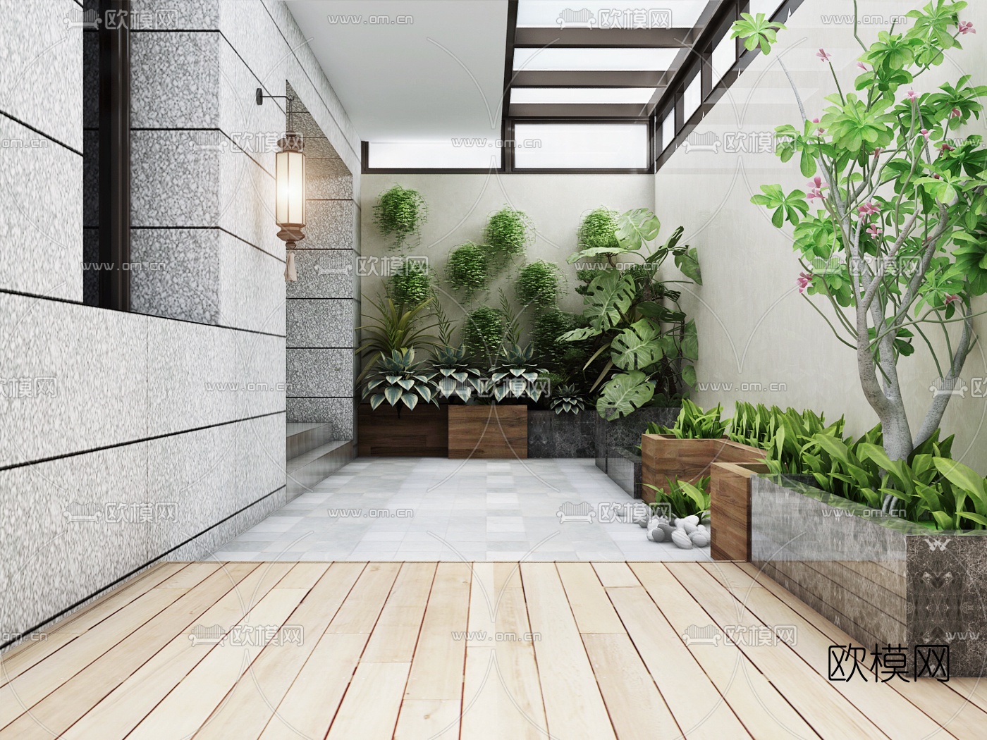 现代阳台花园3d模型