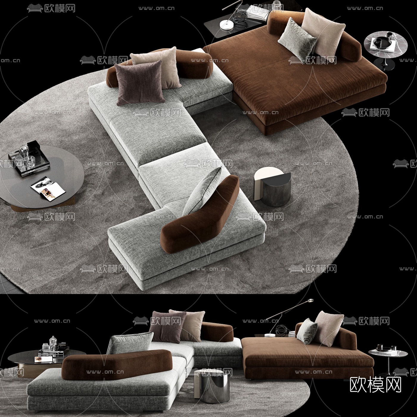 现代布艺公用沙发3d模型下载