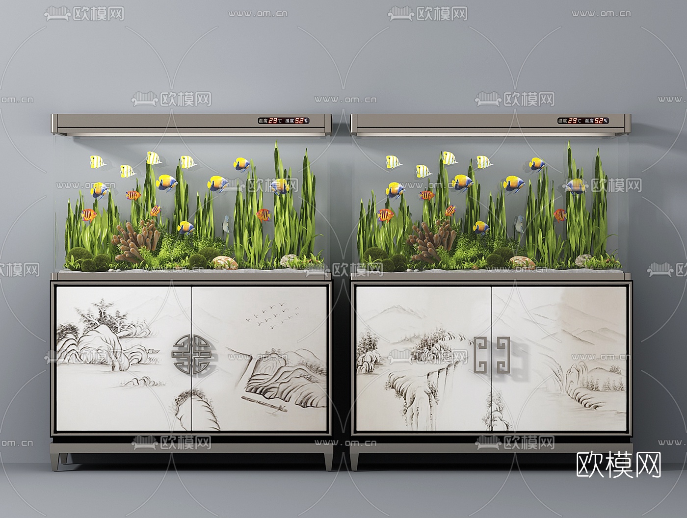 现代鱼缸3d模型