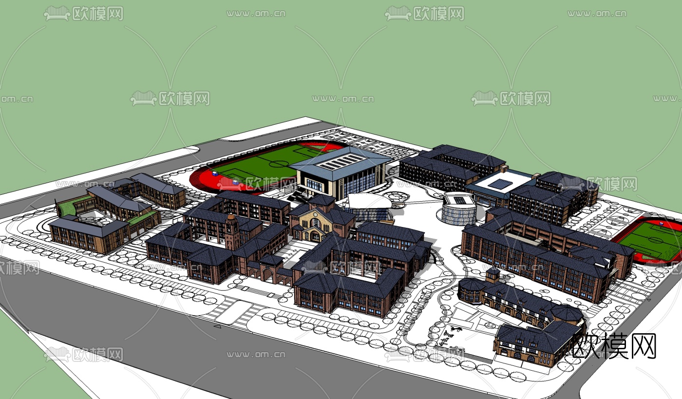 欧式教学楼su模型下载（渲染图1）