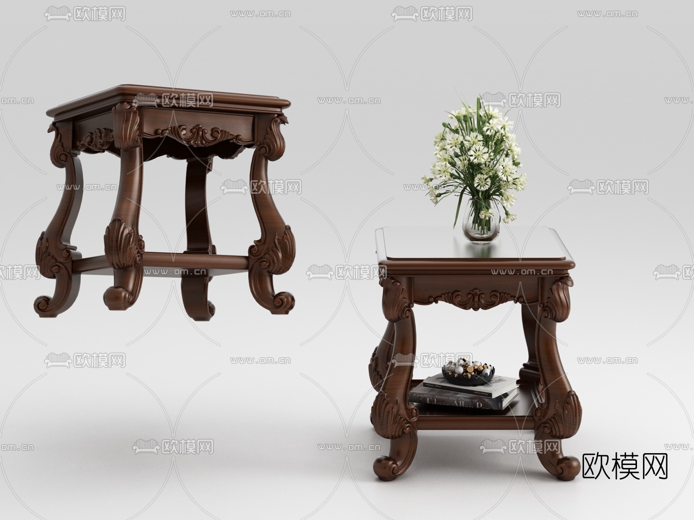 美式实木角几3d模型下载