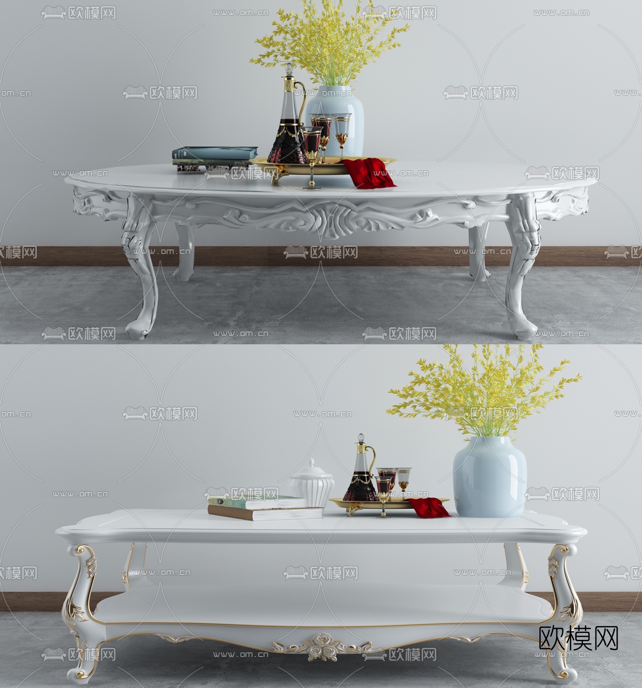 欧式雕花茶几3d模型-免费3dmax模型库-欧模网