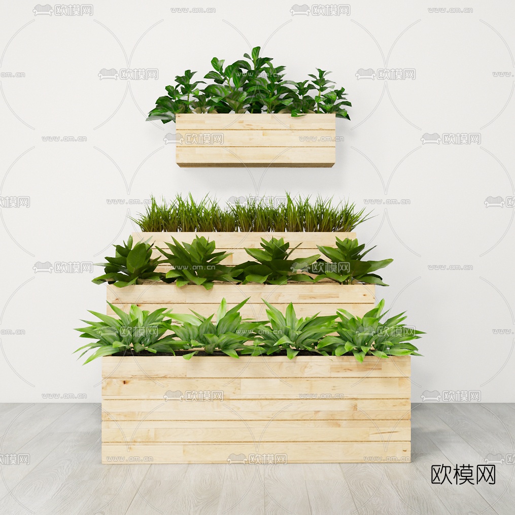 现代吊兰盆栽组合su模型下载（渲染图6）