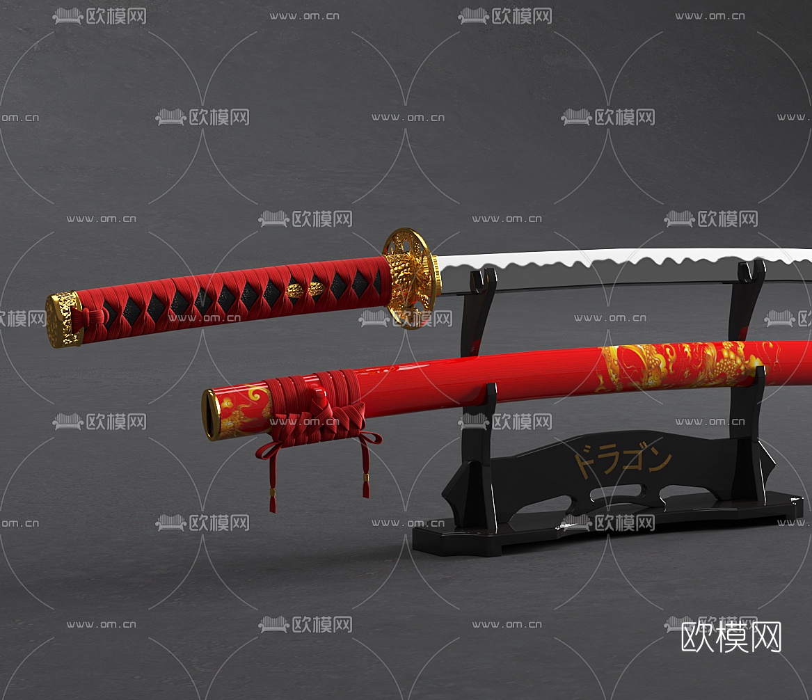 日本武士刀3d模型下载（渲染图2）