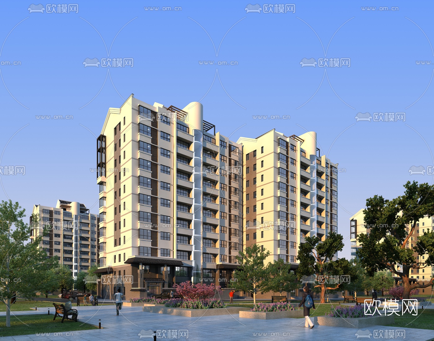 现代住宅小区外观3d模型