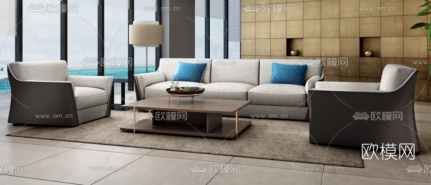 意大利FORTOLI品牌 现代组合沙发茶几3D模型下载（渲染图2）