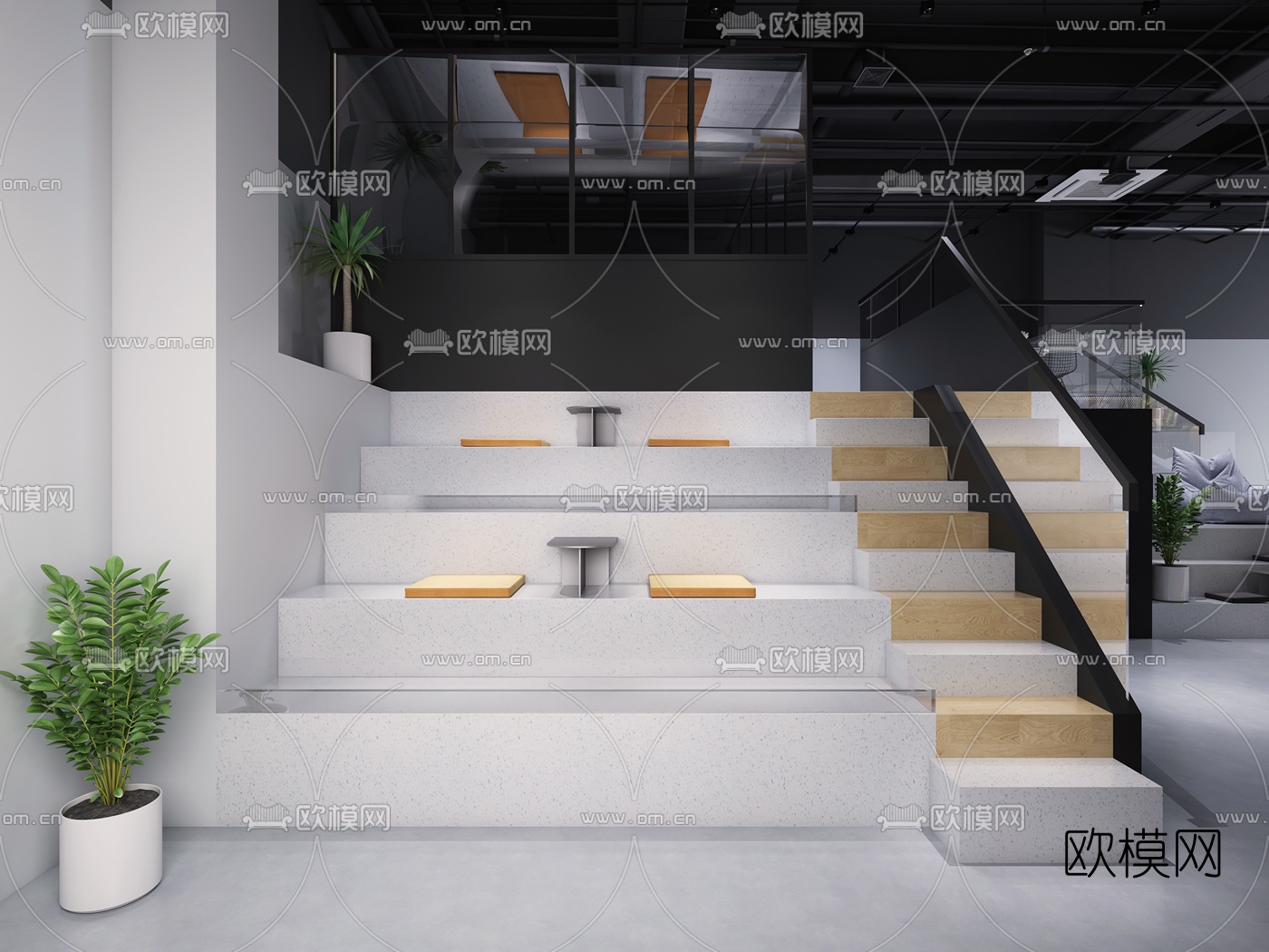 工业风咖啡厅奶茶店3d模型下载（渲染图2）