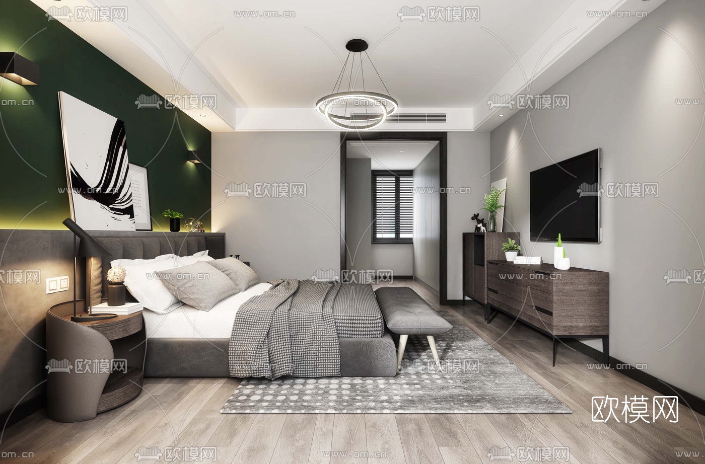 现代卧室3d模型下载_ID10726223_3dmax免费模型-欧模网