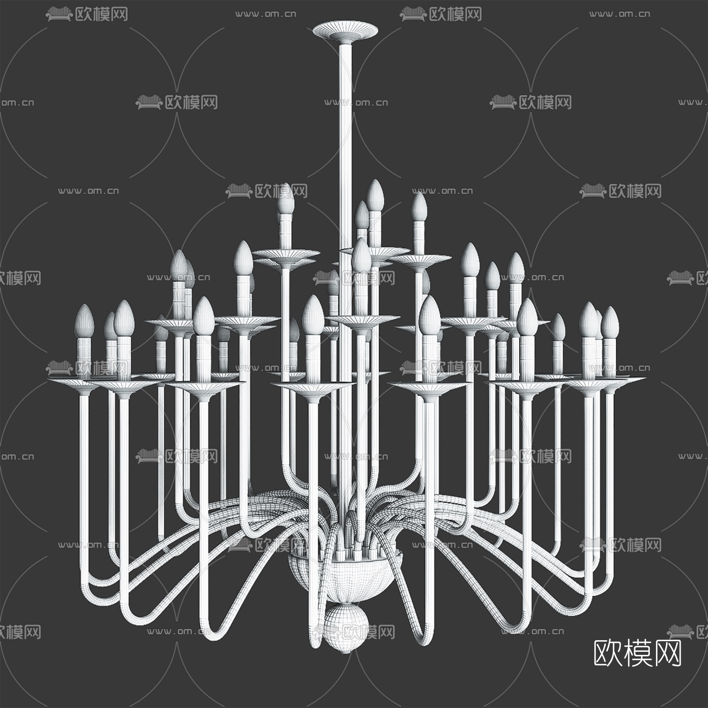 后现代金属烛台造型吊灯3D模型