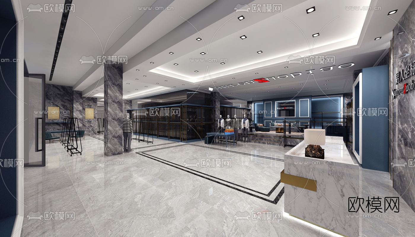 现代男装店3d模型下载（渲染图1）