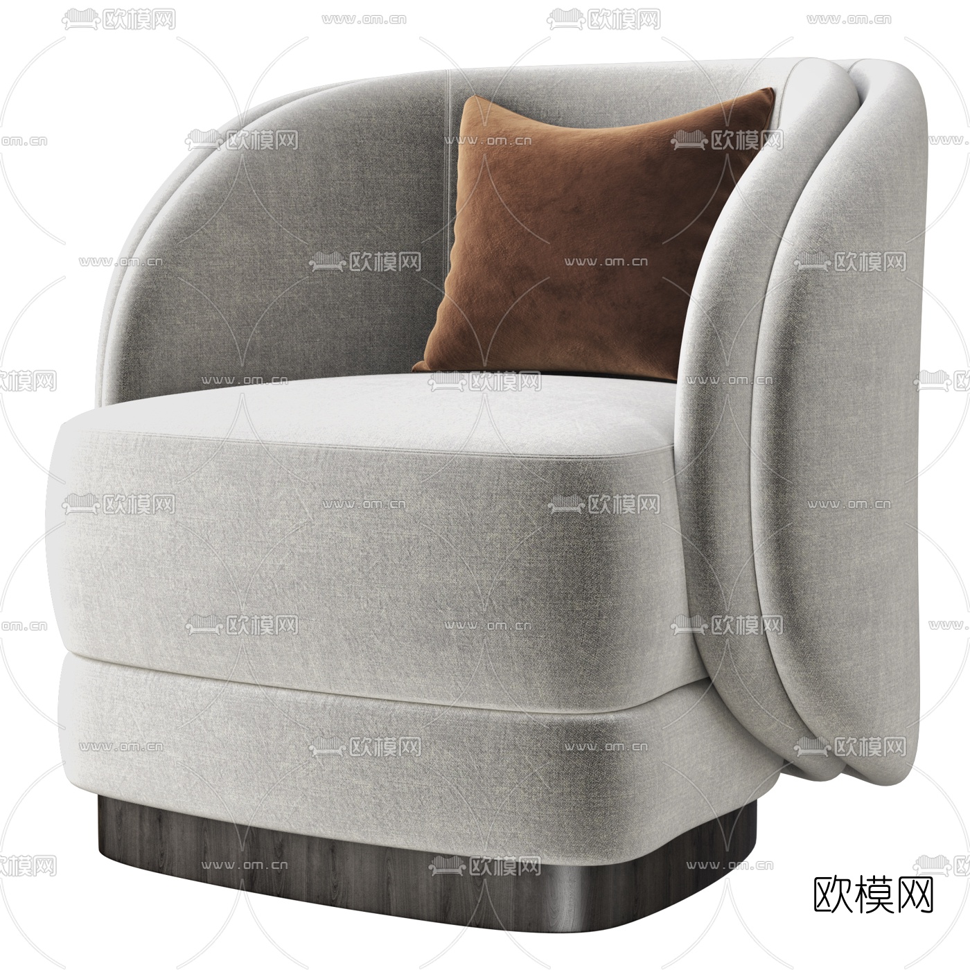 现代布艺单人沙发3d模型下载（渲染图1）