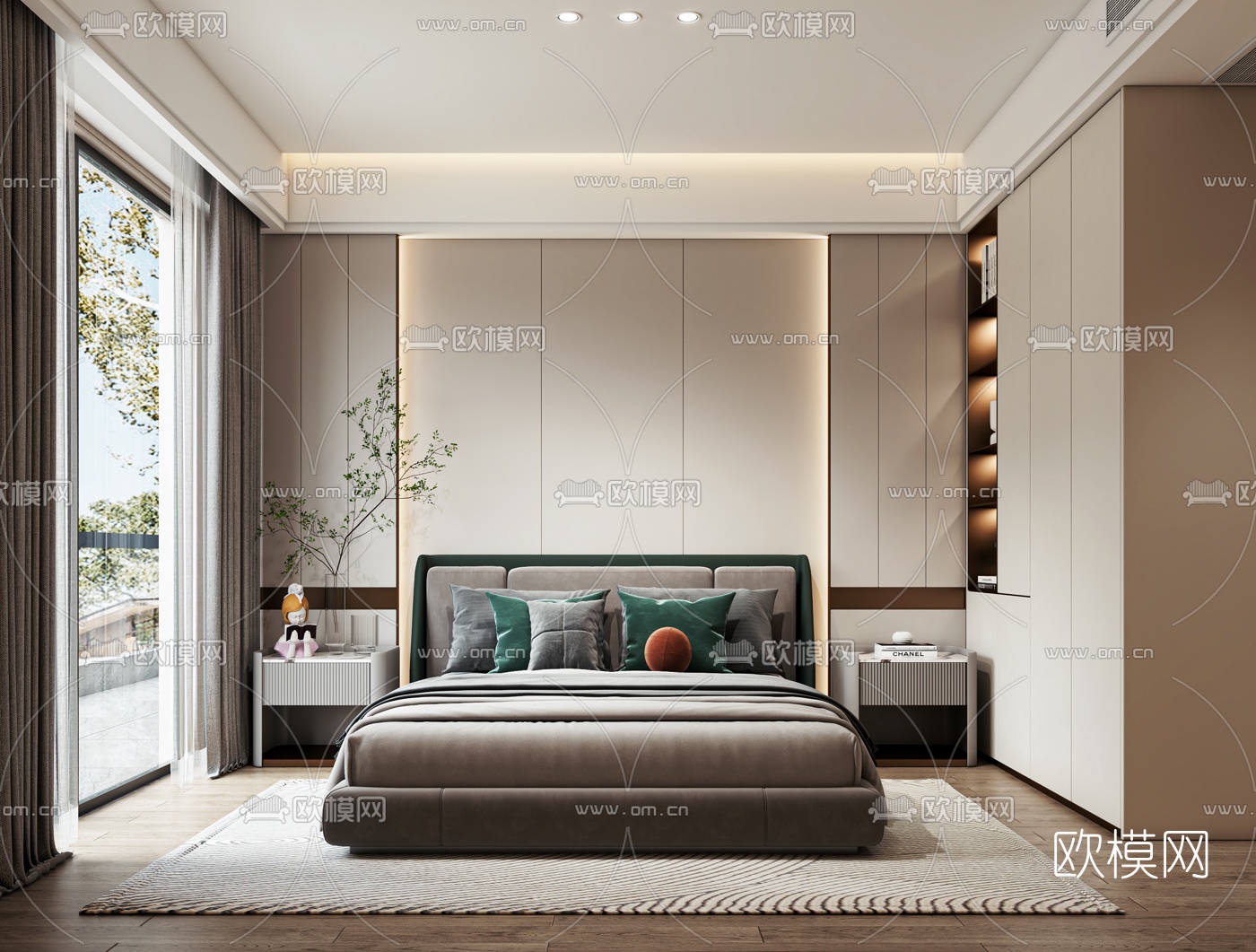 现代卧室3d模型下载（渲染图1）