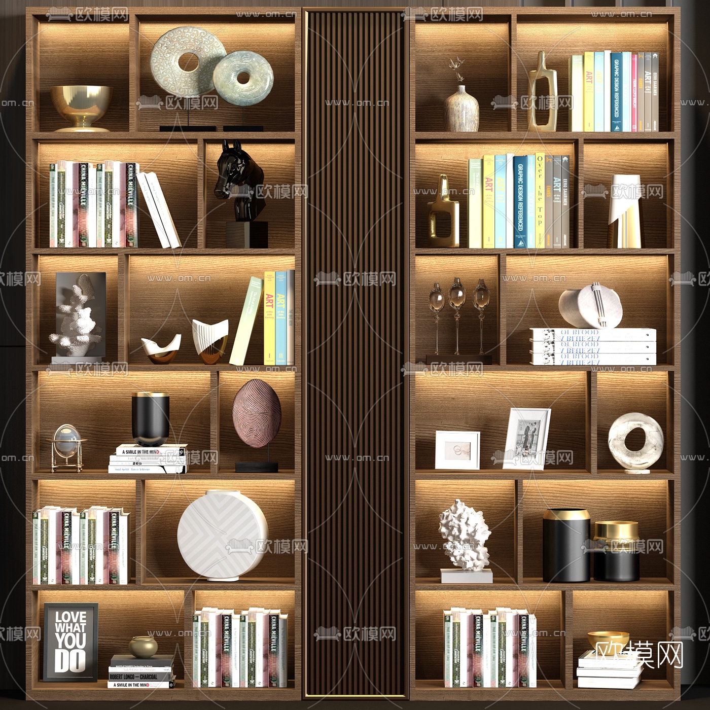 现代实木装饰柜3d模型下载