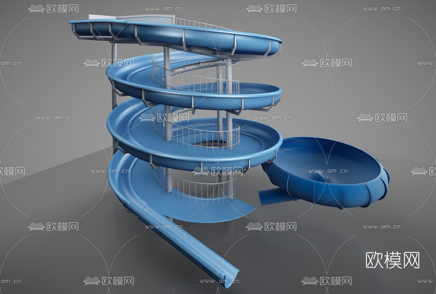 现代螺旋滑梯3d模型