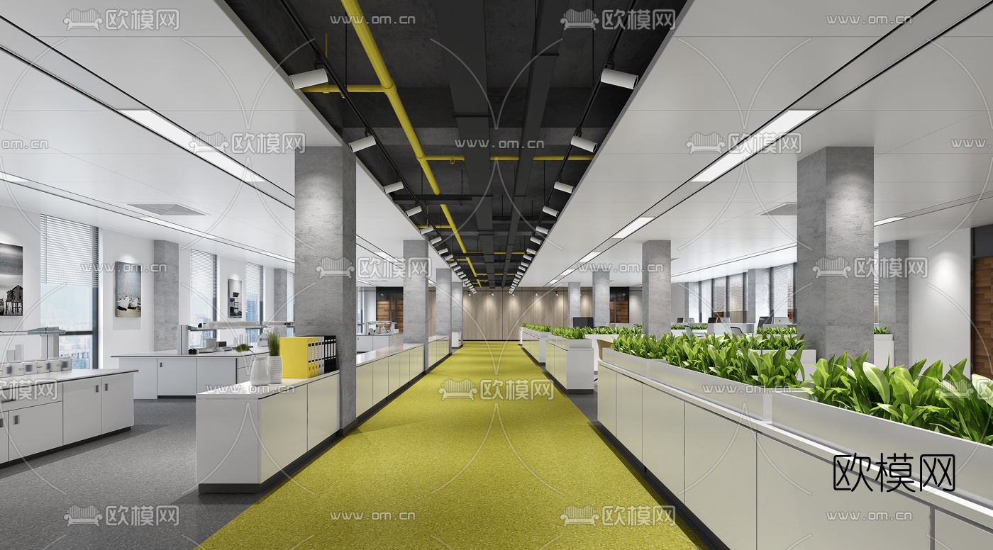 工业风办公室办公区3d模型