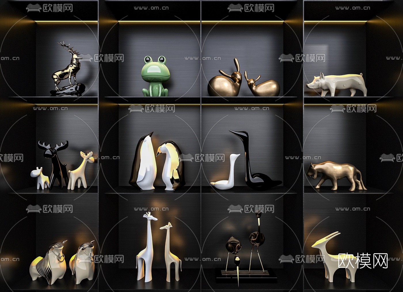 现代动物饰品摆件3d模型