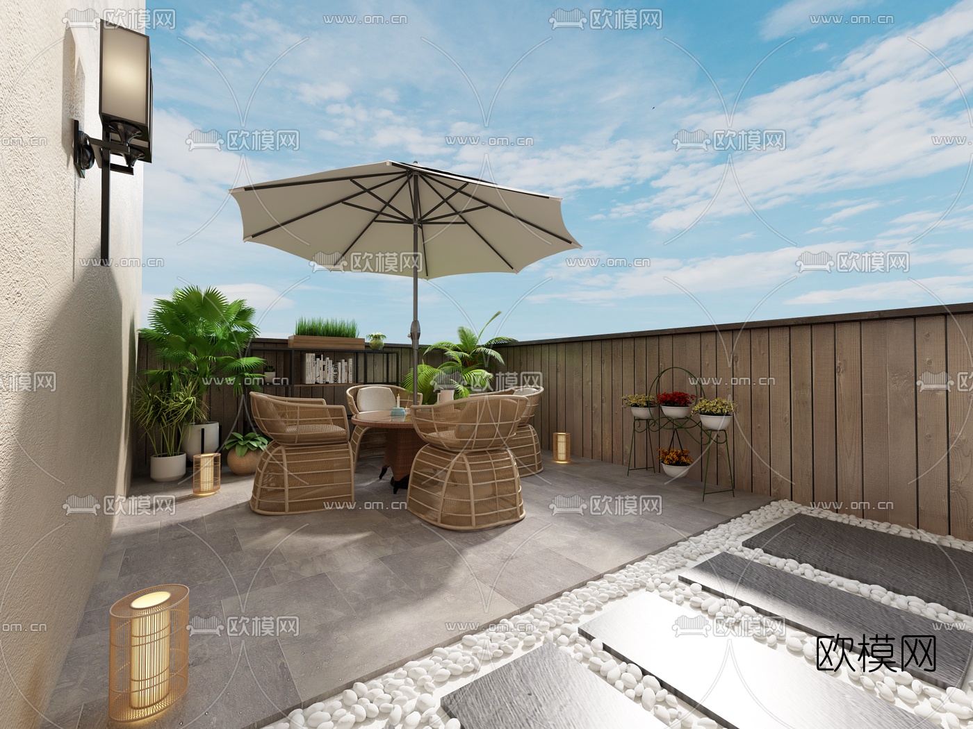 现代露天阳台3d模型下载