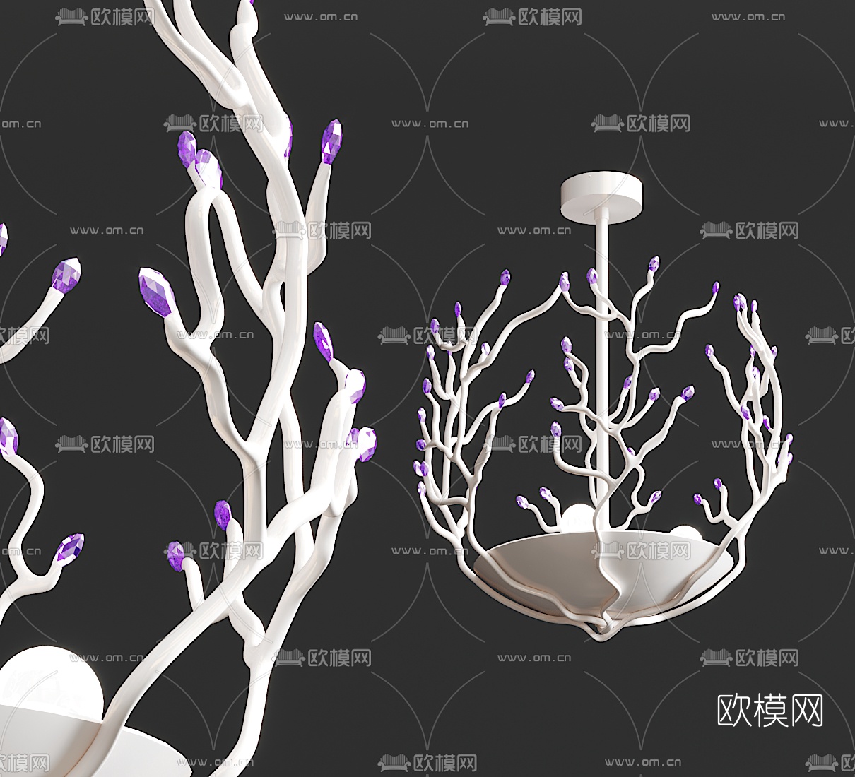 现代创意树枝造型装饰吊灯3d模型下载