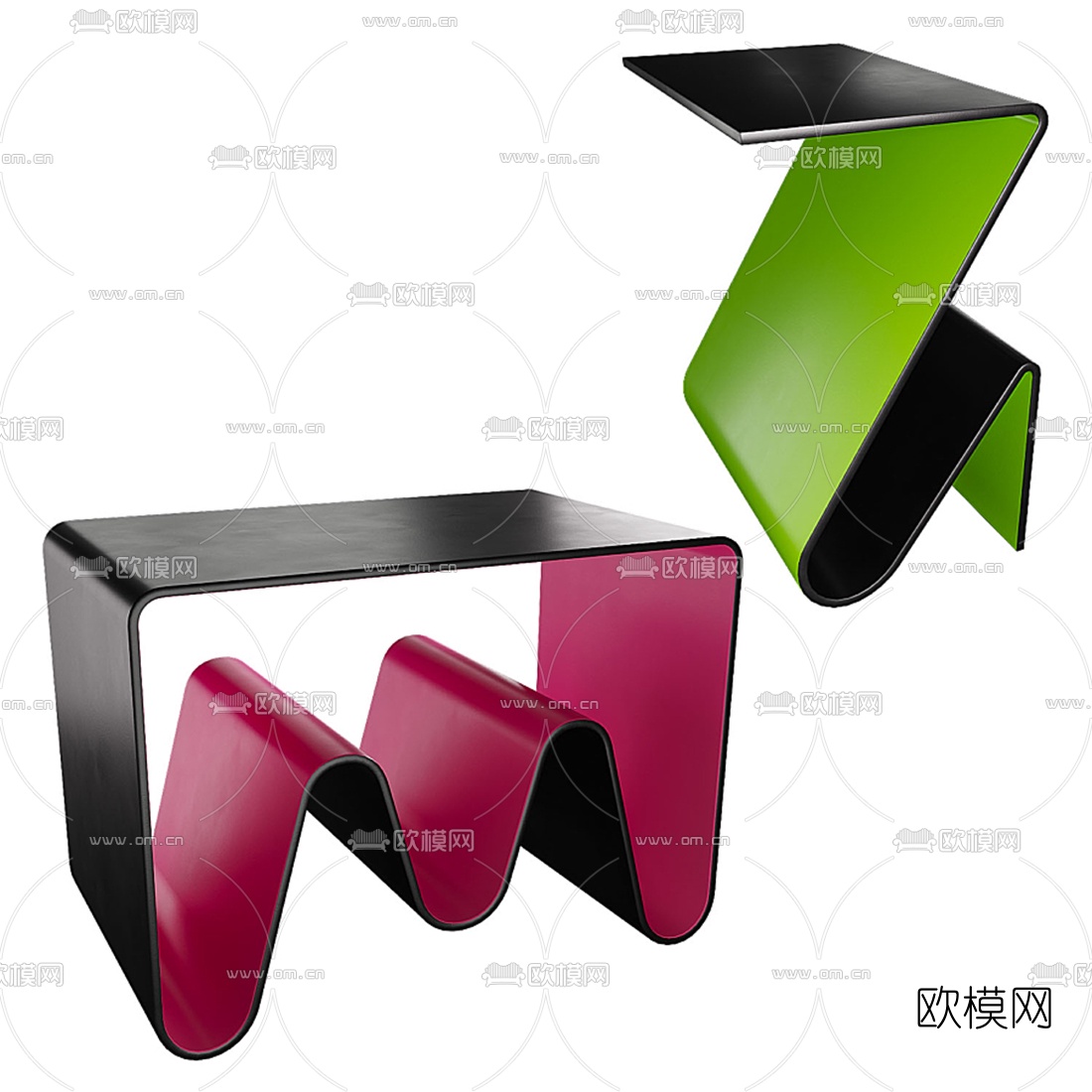 现代金属边几角几3d模型下载（渲染图3）