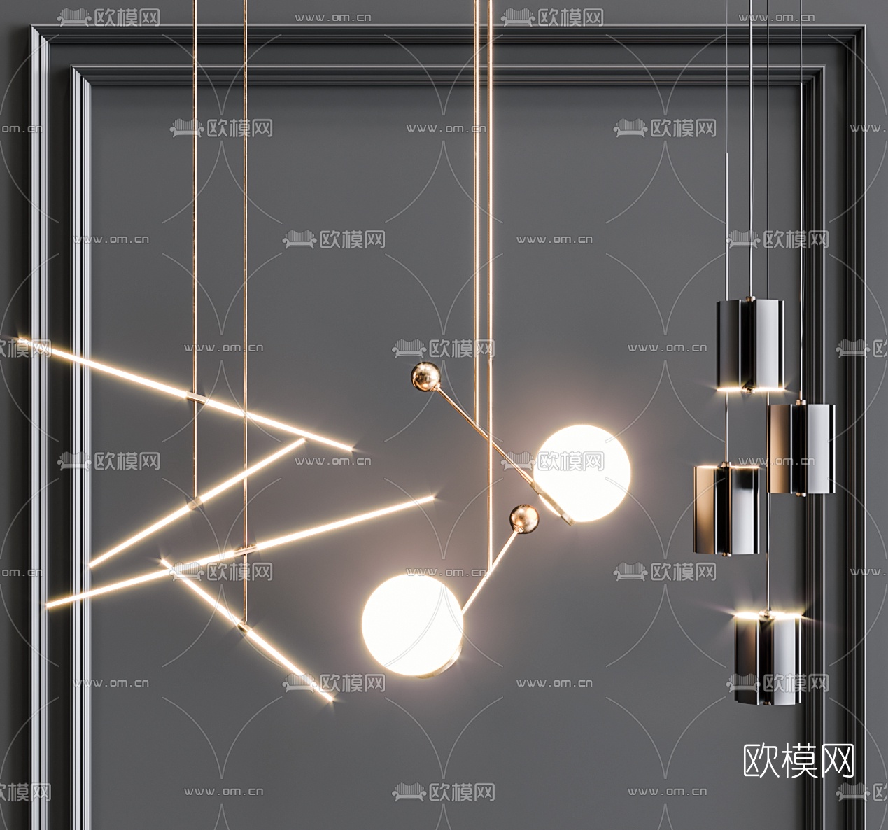 现代时尚吊灯3d模型