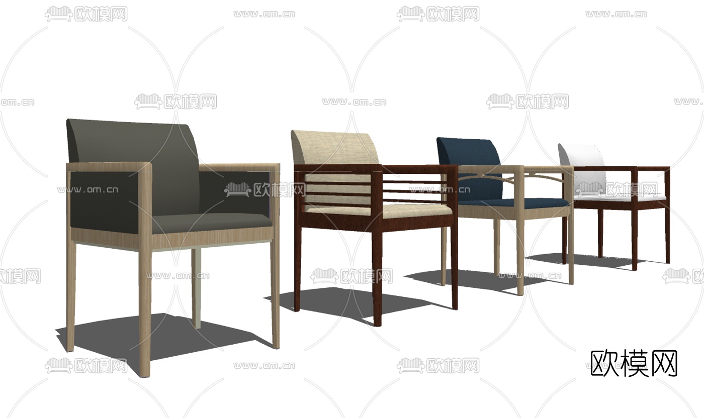 现代单椅组合免费su模型下载（渲染图1）