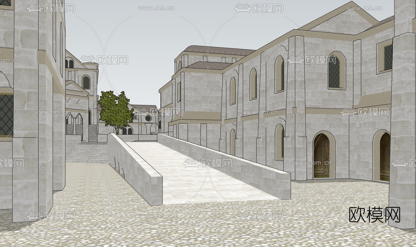 欧式古典小镇规划免费su模型下载（渲染图4）