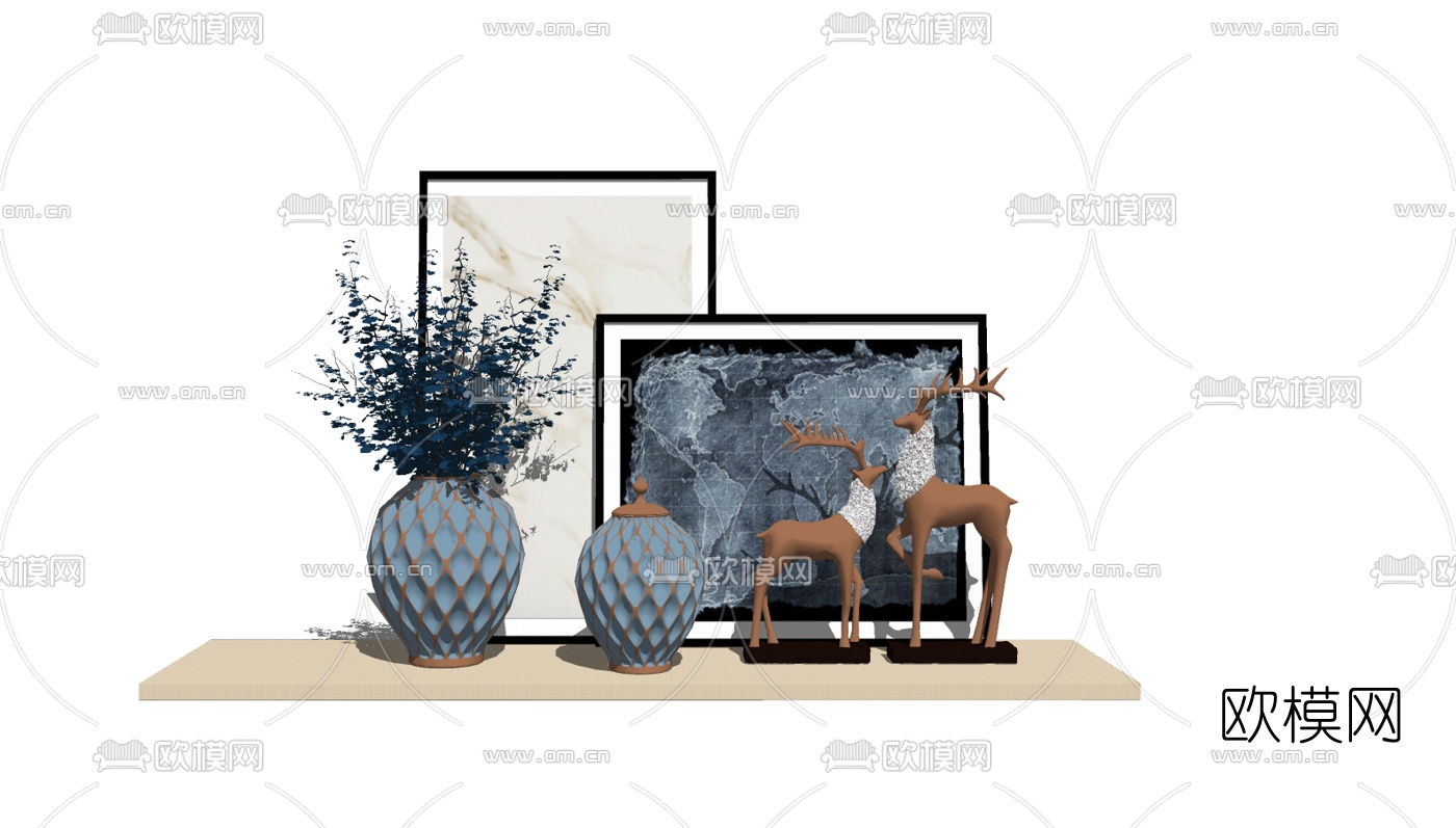 新古典个性花瓶摆件su模型下载（渲染图2）