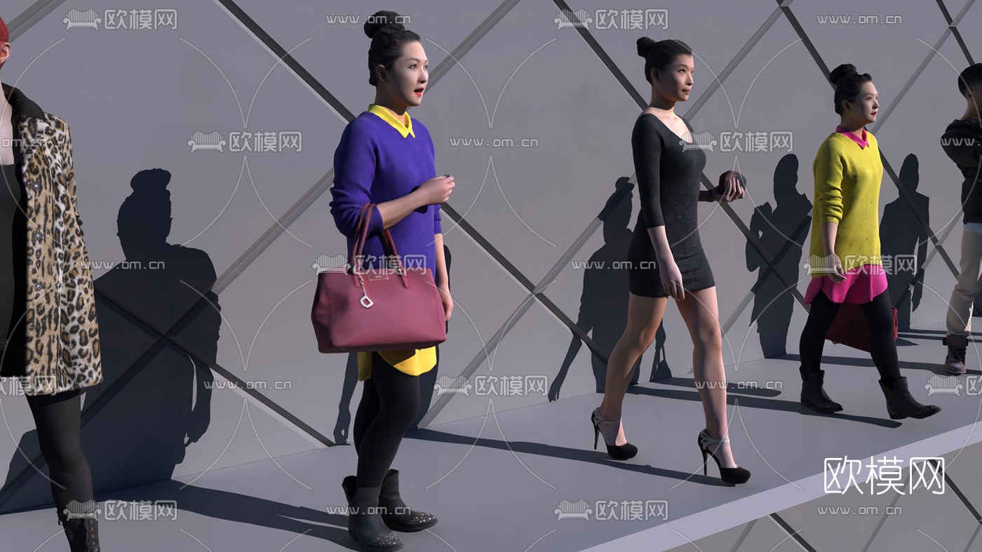 现代美女人物3d模型下载（渲染图1）